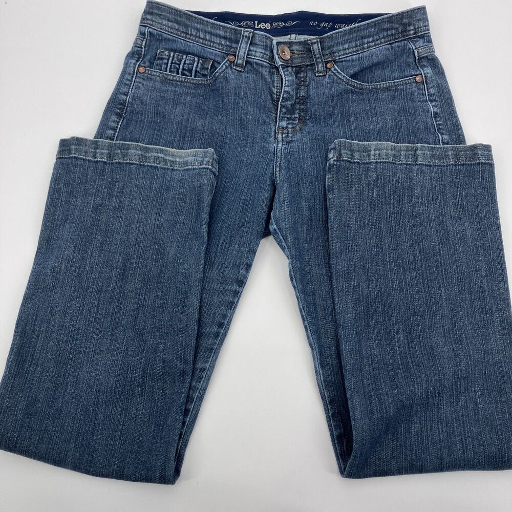 Lee No Gap Waistband Medium Wash Blue Jeans sz 8, Mid Rise, Straight leg